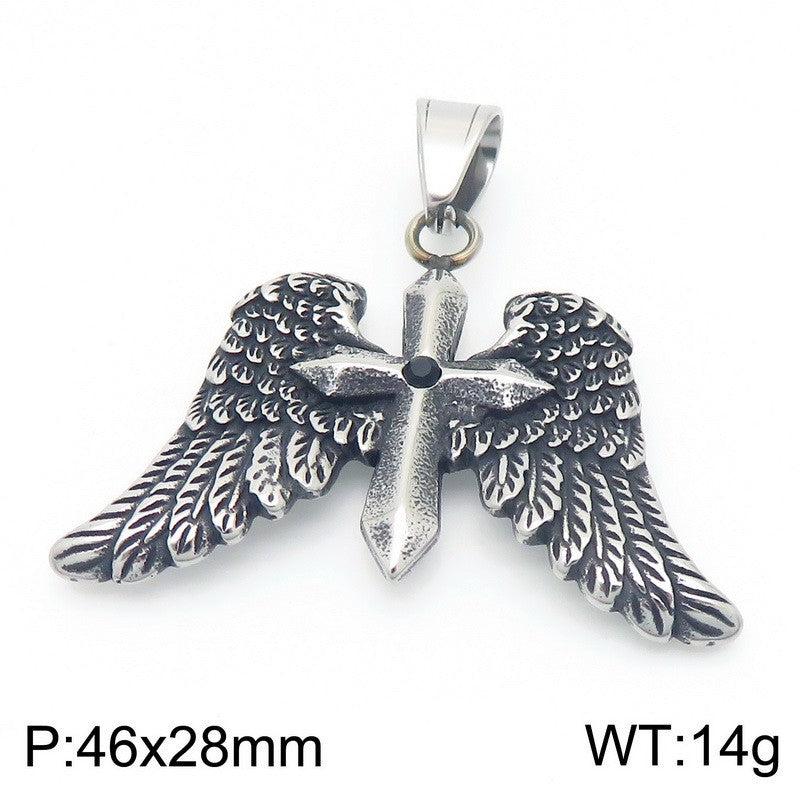 Planderful Zircon Cross Necklace for Men Titanium Steel