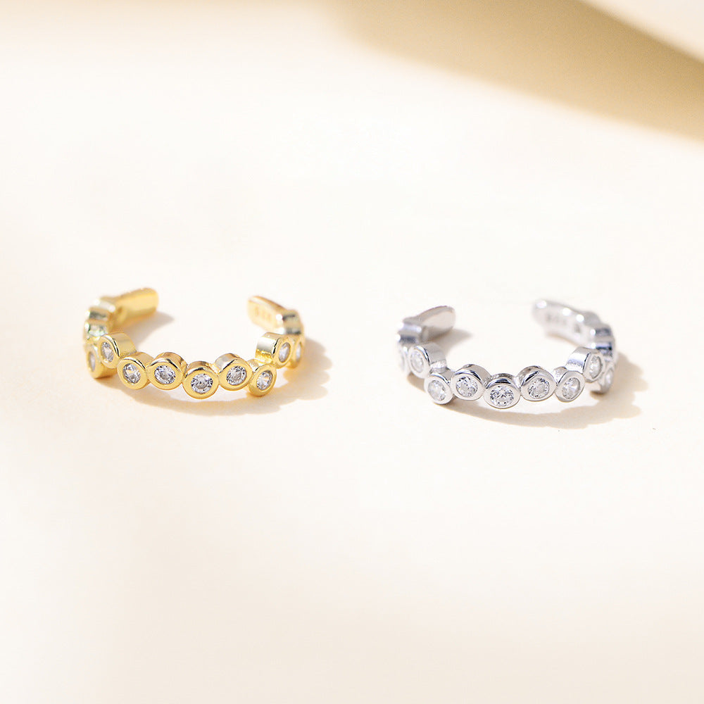 Planderful S925 Sterling Silver Ear Buckle Earrings Geometric Zircon Clip For Modern Women