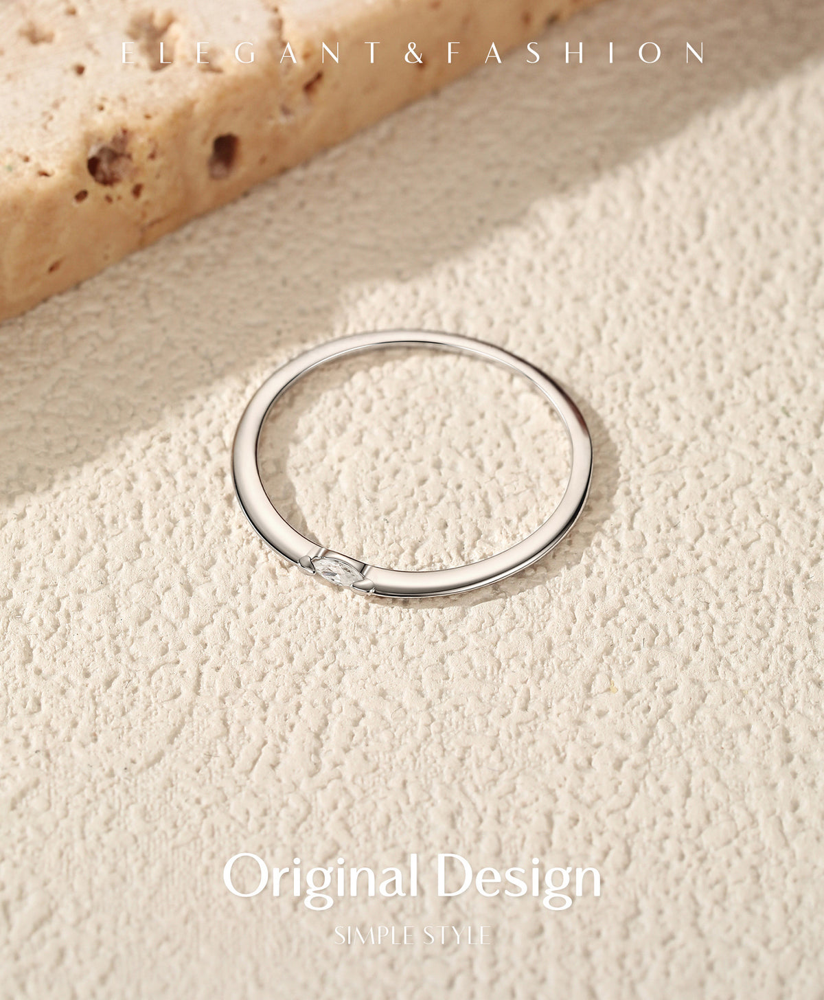 S925 Sterling Silver Minimalist Moissanite Stacking Band