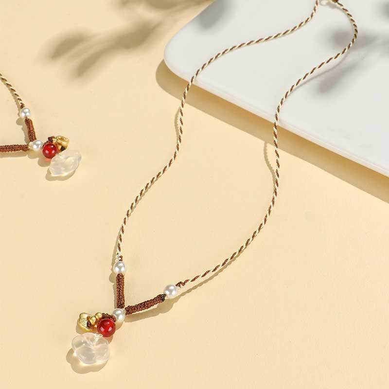 Agate Pearl Ruyi Lock Pendant Necklace