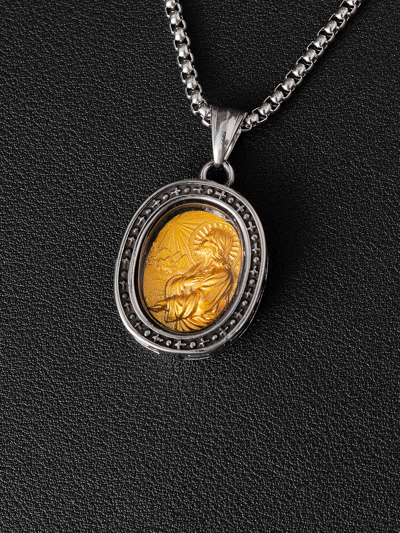 Steel Necklace – Elegant Virgin Portrait Pendant