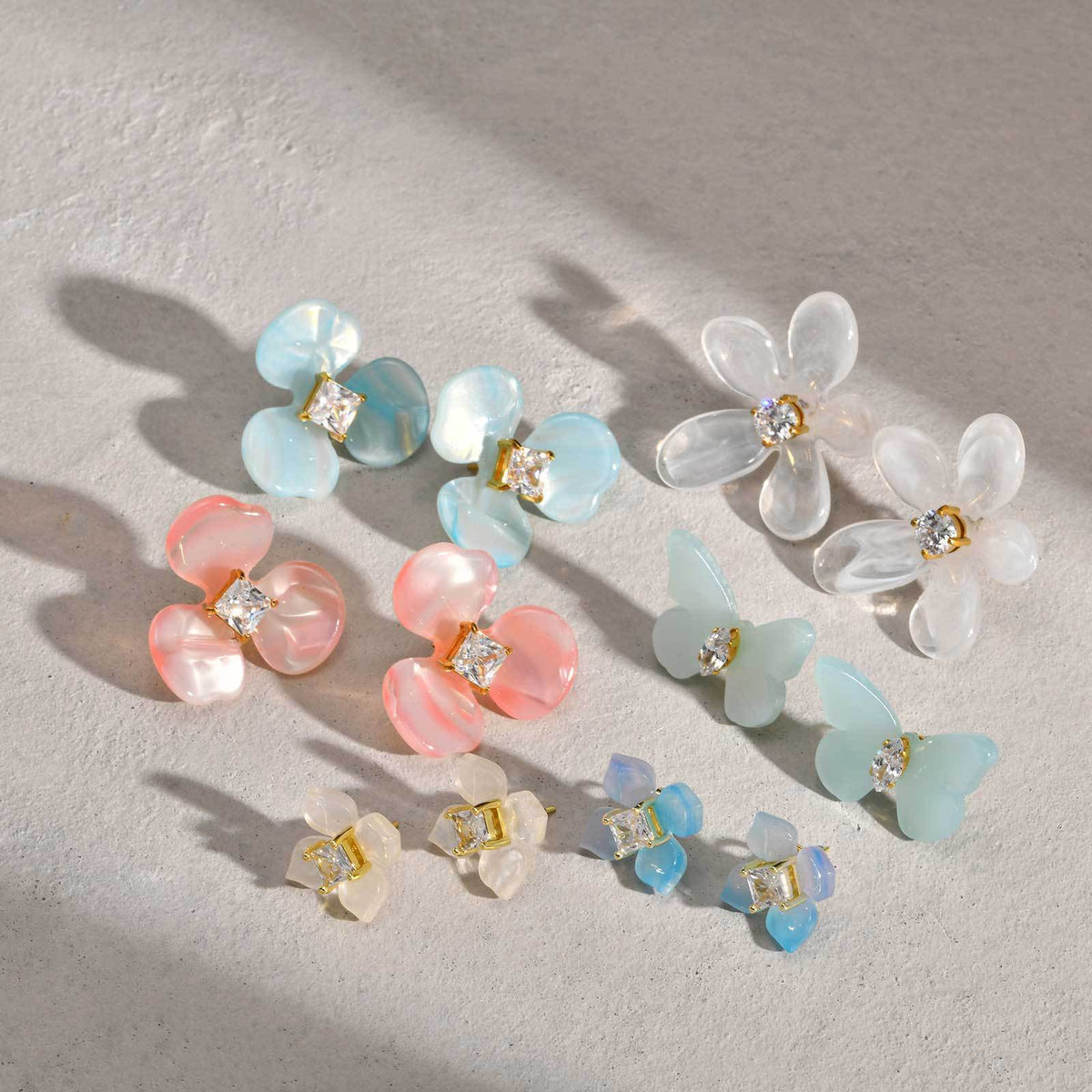 Stainless Steel Zircon Floral Earrings
