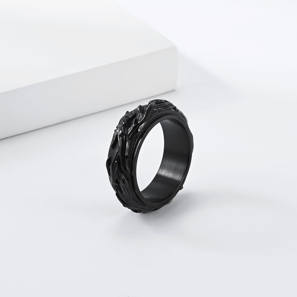 Braided Spinner Vintage Stainless Steel Ring for Men