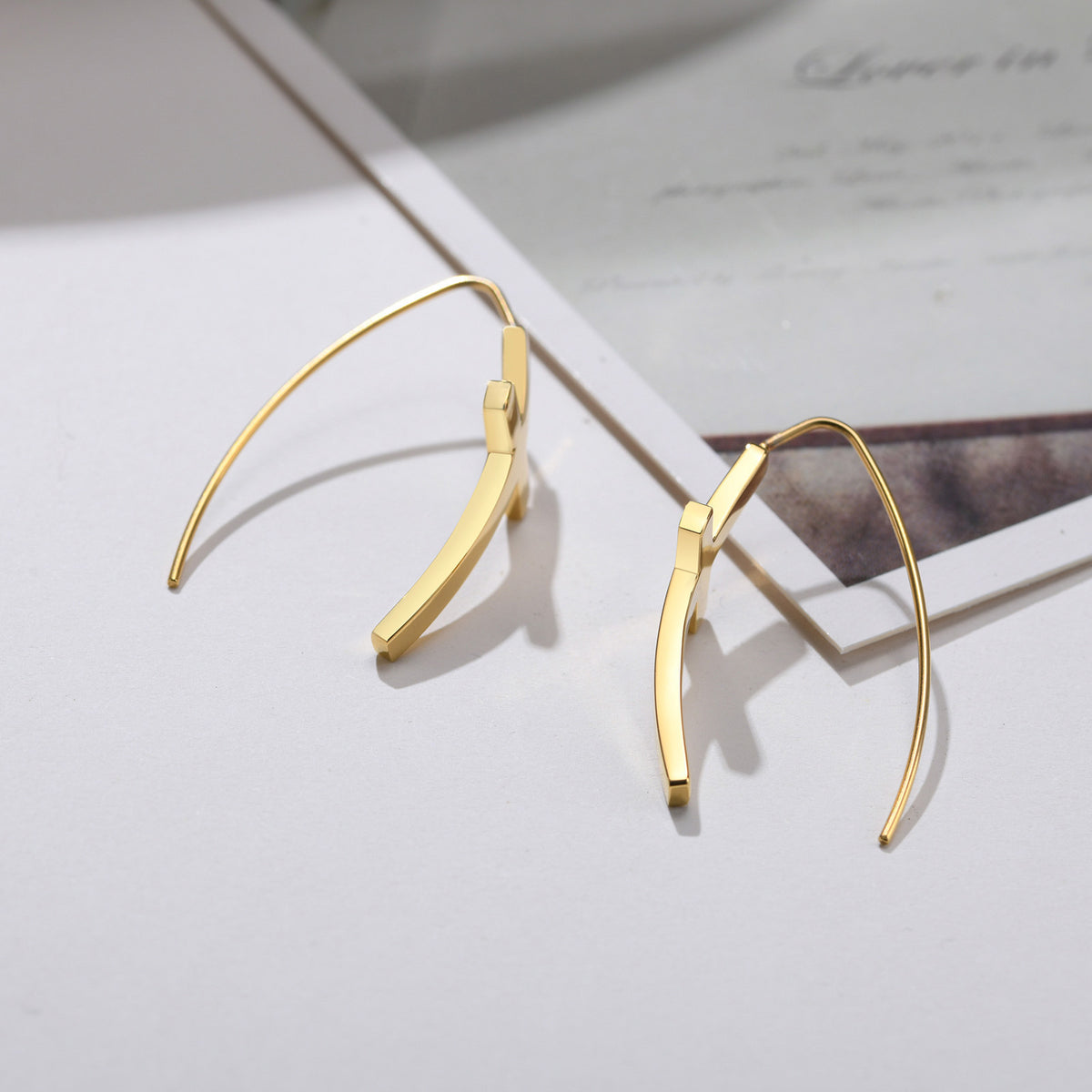 Cross Threader Drop Earrings — Gold or Silver