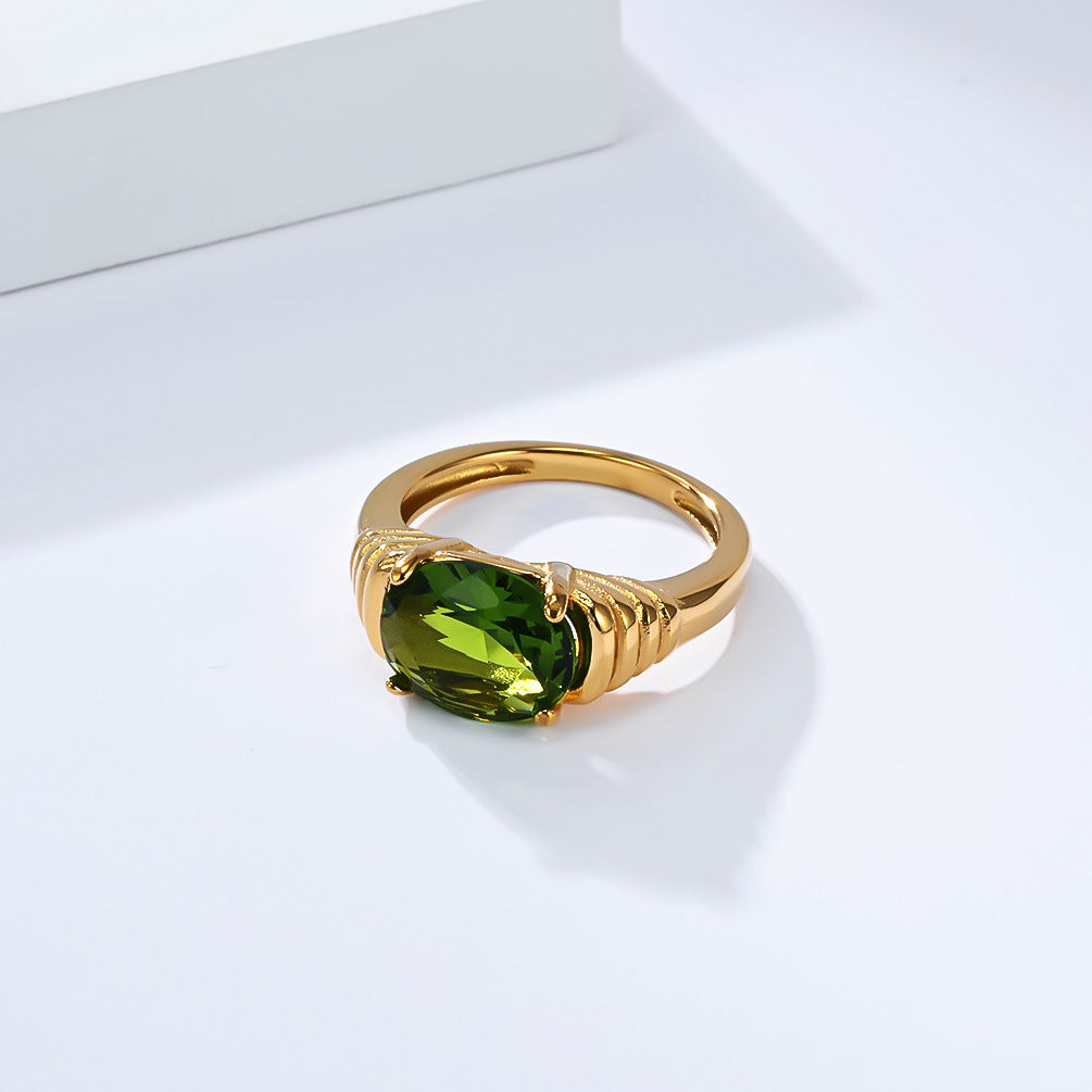 Planderful Zircon Stainless Steel Ring 18K Gold Plated Light Luxury High End Fashion Ring For Everyday Commuters