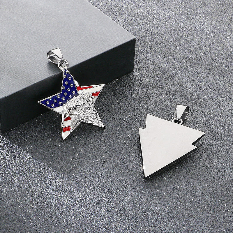 Planderful Eagle Pendant For Men Dripping Oil Pentagram