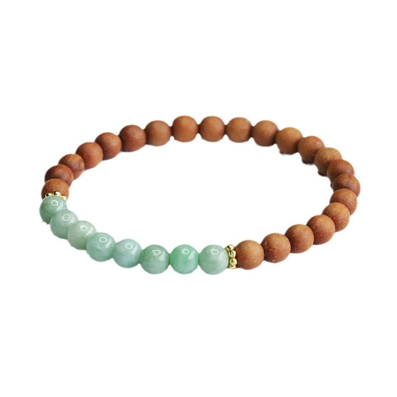 Jadeite Round Bead & Sandalwood 6 mm Beaded Bracelet