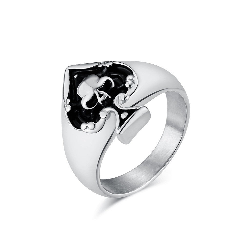 Dark Spade A Skull Stainless Steel Ring Men's Stainless Steel