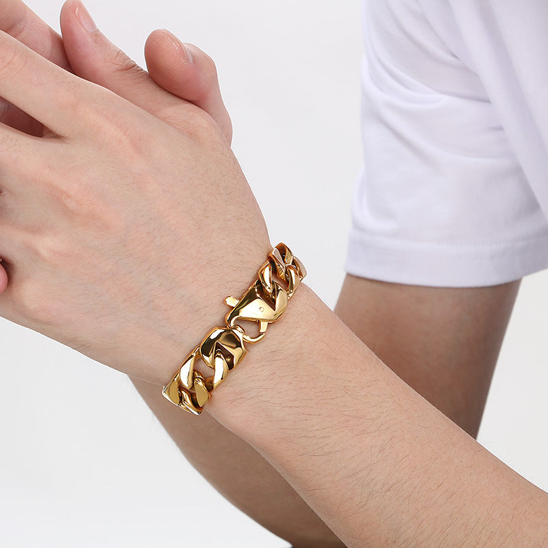 Hip-Hop Minimalist Bracelet – Vacuum Electroplated Dopamine Cut-Edge Cuban Chain