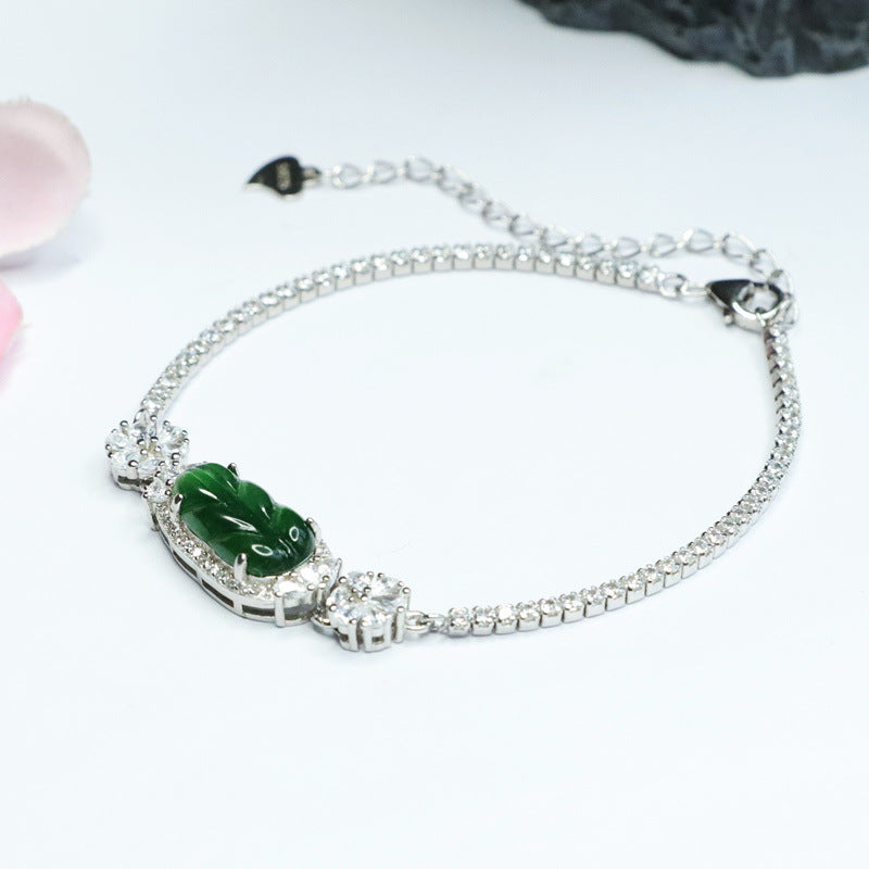 Green Jadeite Leaf Bracelet