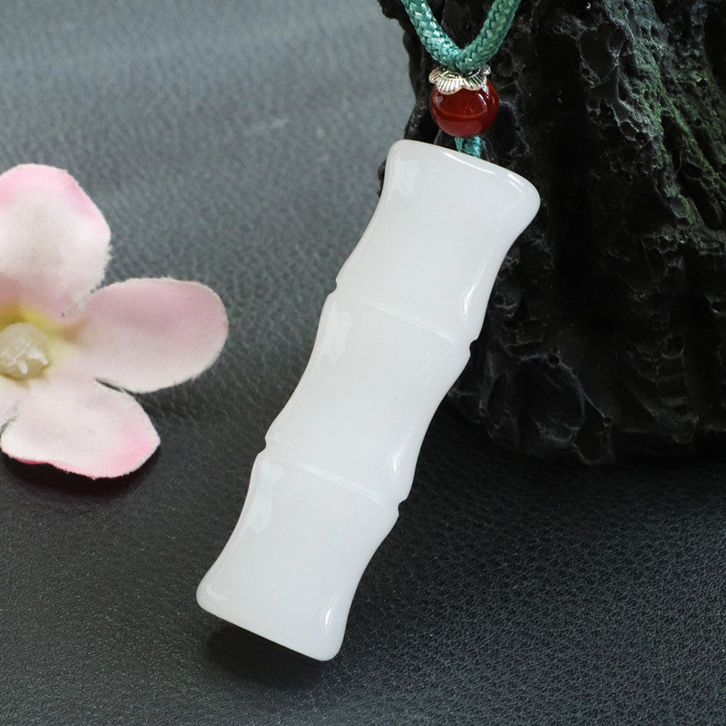 Golden Silk Jade Bamboo Pendant
