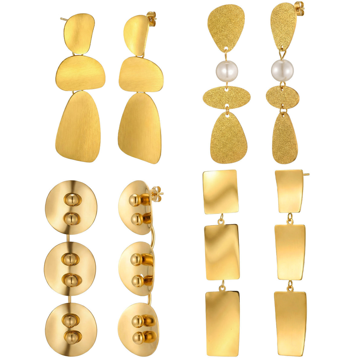 Gold-Plated Sculptural Drop Earrings