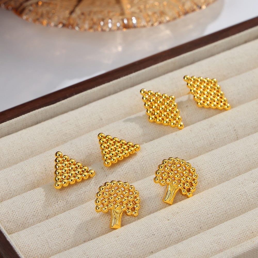 Golden Tree Geometric Earrings for Women from Planderful Collection