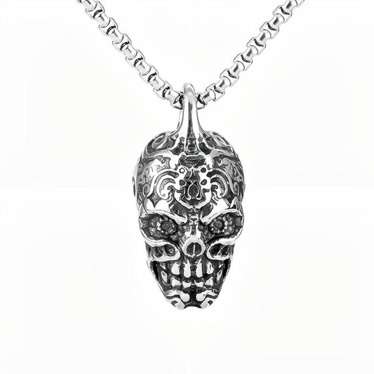 European And American Jewelry Wholesale Titanium Steel Men's Pendant Necklace Retro Hip-Hop Style Skull Tag