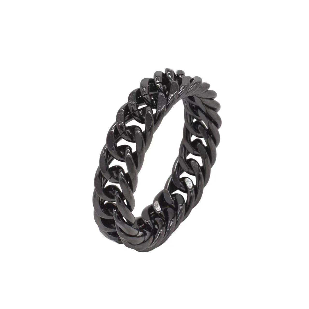 Planderful Jewelry Mens Titanium Steel Ring Simple Chain Design For Everyday Wear