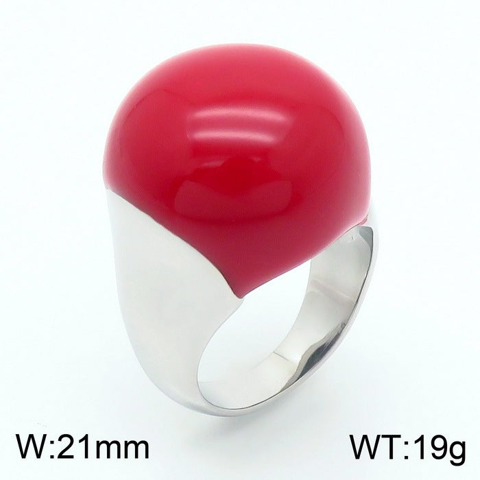 Color Enamel Drip Glaze Titanium Steel Ring, French Fashionable