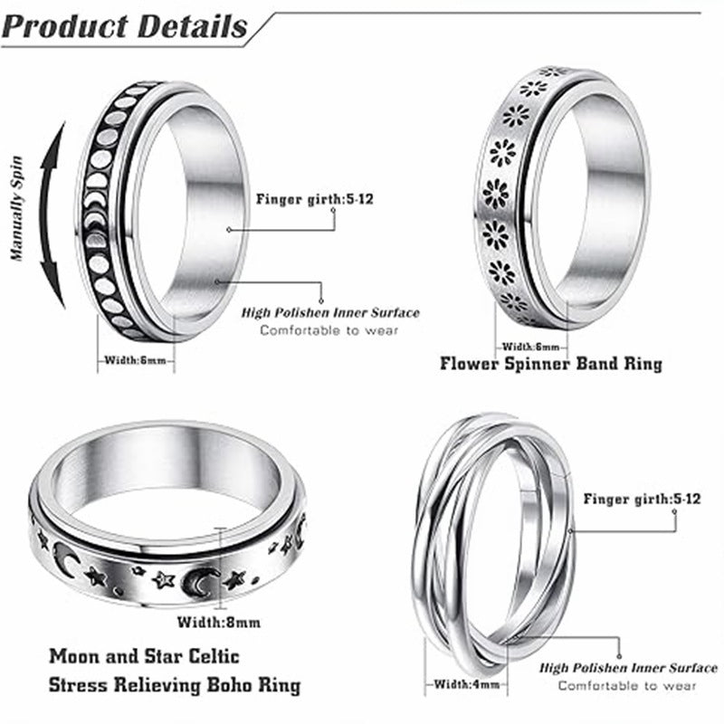 Planderful Matte Stainless Steel Couple Ring Rotating
