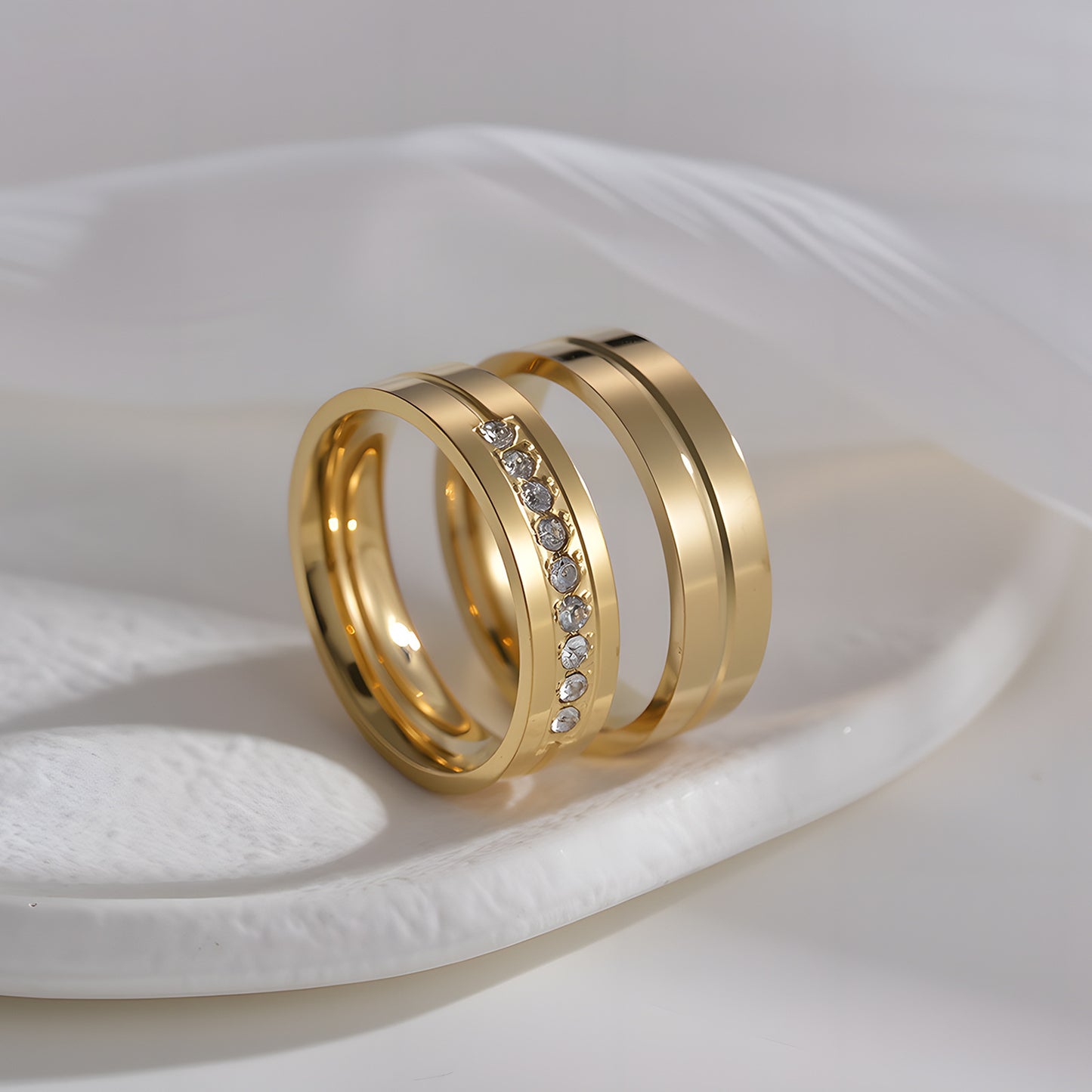 Planderful Everyday Genie Zircon Ring for Couples Unisex Durable Stainless Steel Jewelry with Inlaid Zircon