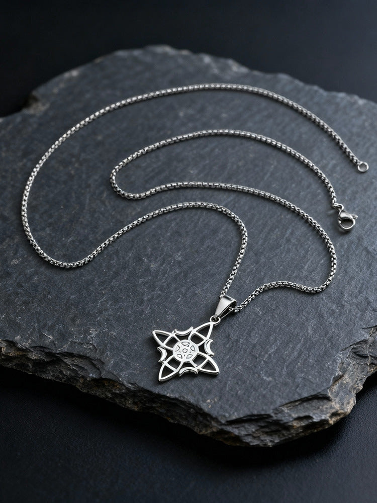 Celtic Knot Star & Moon Stainless Steel Pendant
