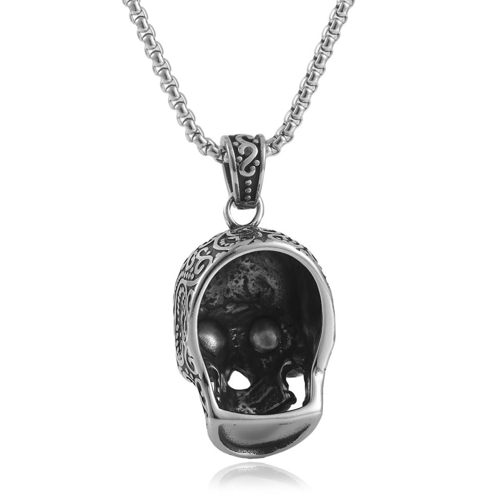 Titanium Steel Multi-Color Eye Skull Pendant Necklace for Men - Retro Punk Style