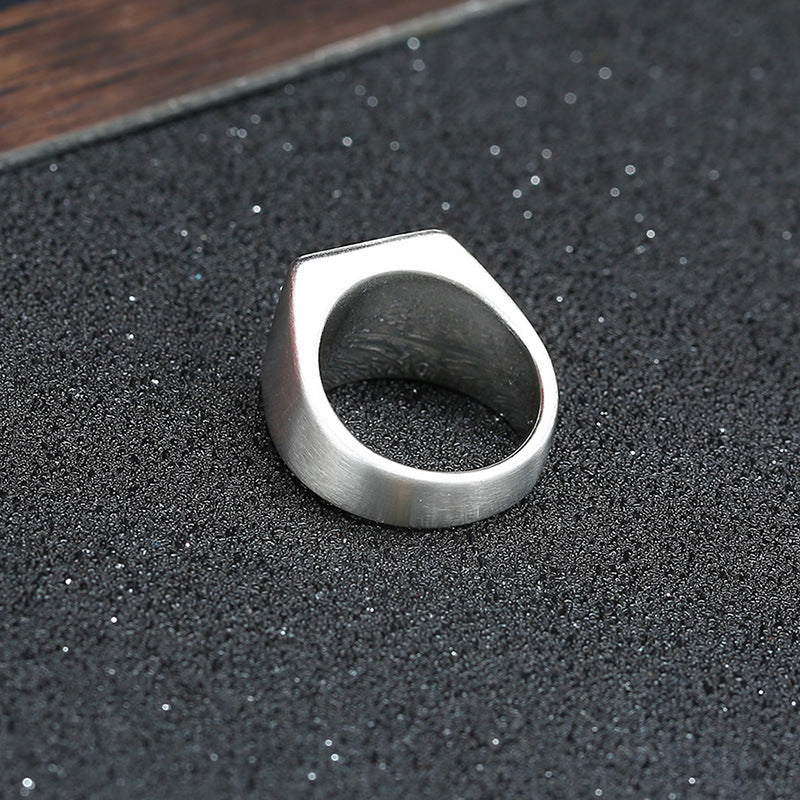 Retro Mens Punk Turquoise Titanium Steel Chain Ring