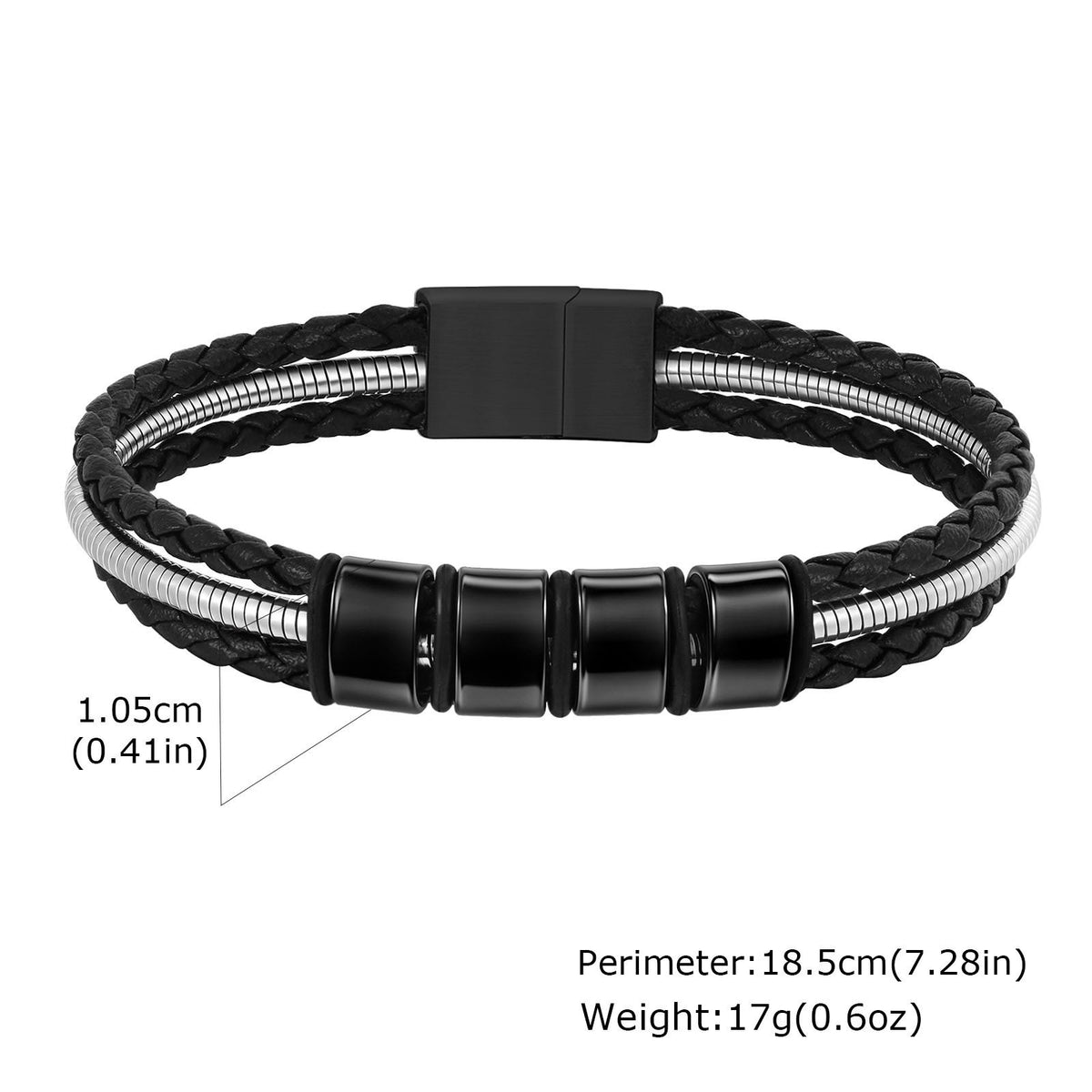 Vintage Black Stainless Steel Bracelet for Men