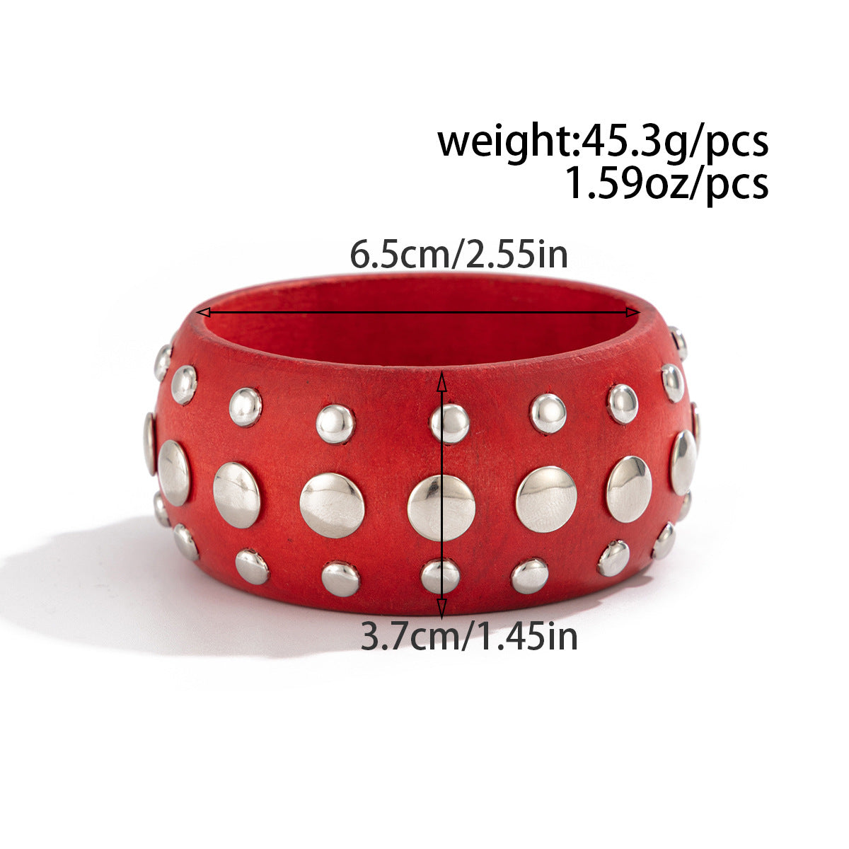 Cold And Exaggerated National Style Wooden Wide Bracelet Star Geometric Rivet Bracelet