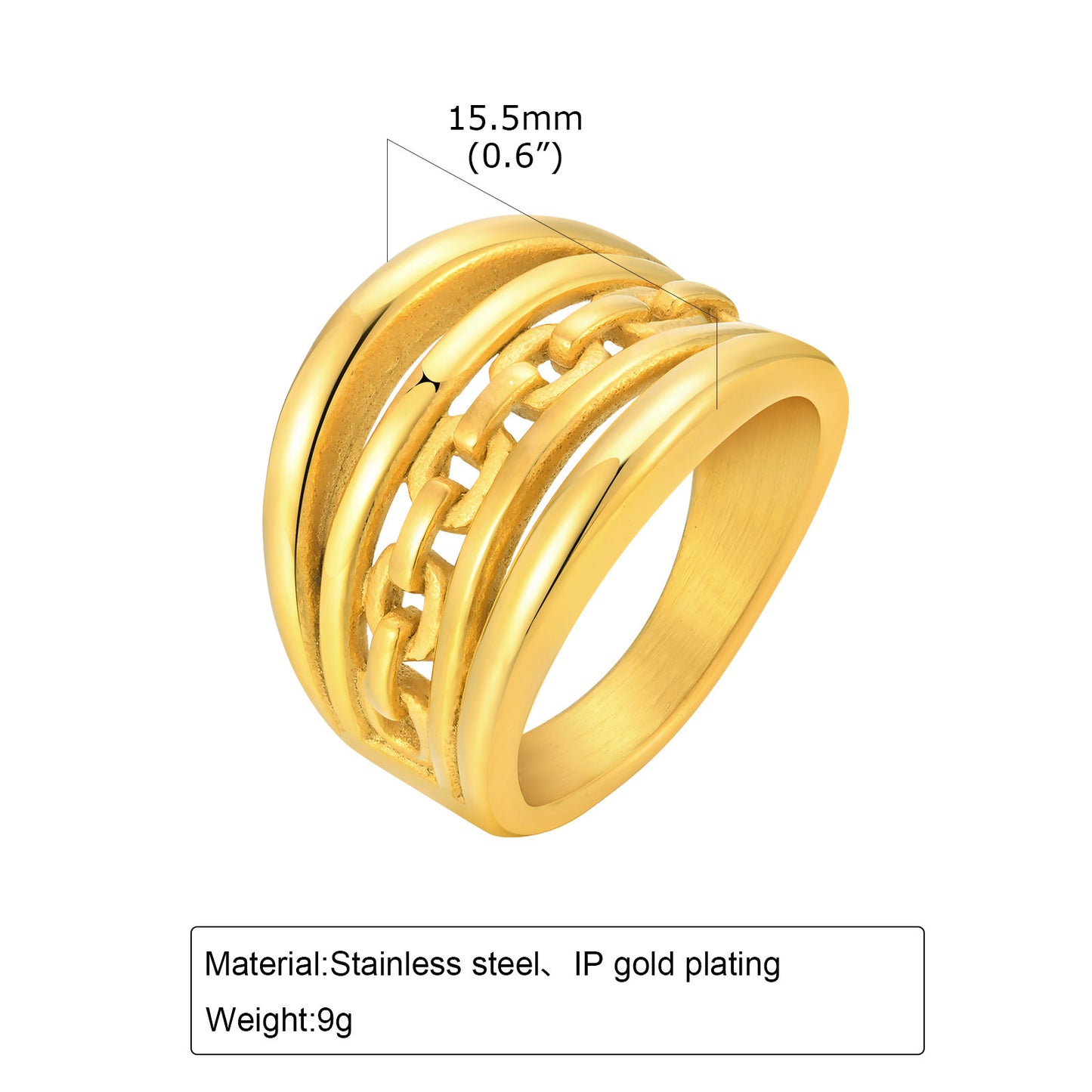 Rings Stainless Steel Multi-Layer Twist Three-Layer 18K Gold Fashion Jewelry