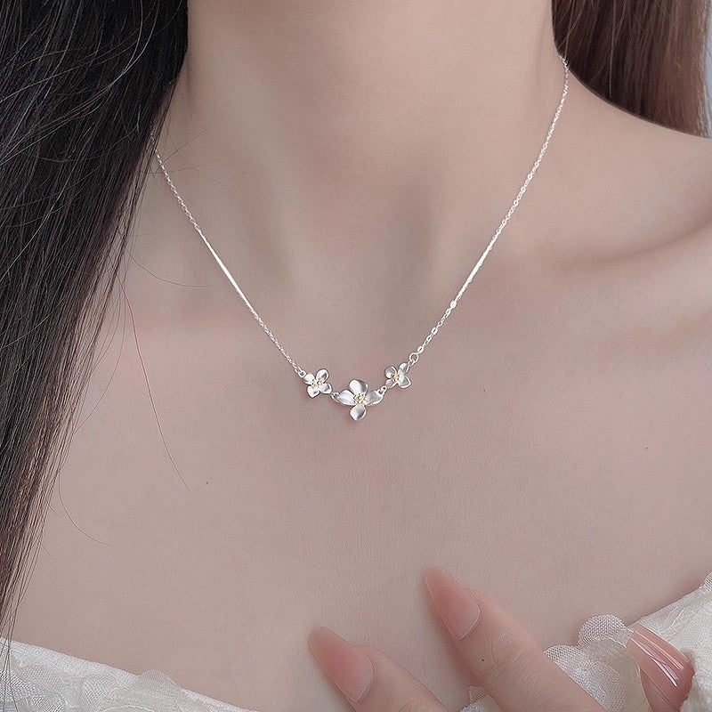 Planderful Sterling Silver Gardenia Necklace For Women Elegant Clavicle Chain Gift
