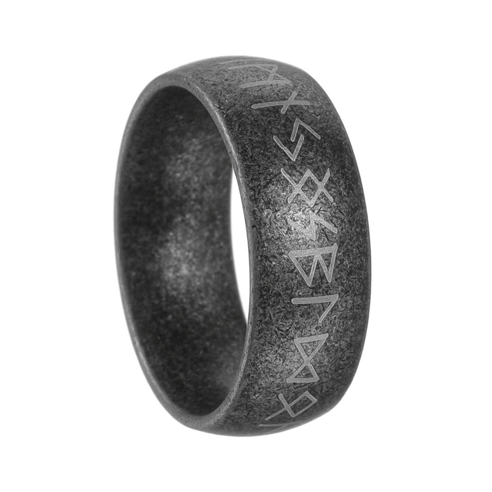 Viking Rune Ring By Planderful Titanium Steel Nordic Old Silver Design Unisex Protection Symbol Retro Jewelry