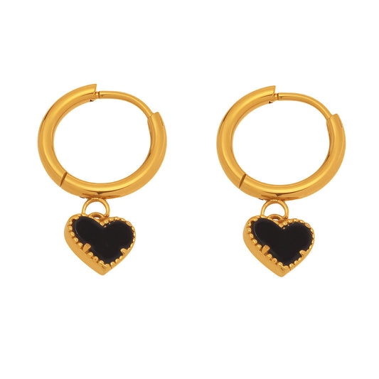 Planderful Natural Black Agate Love Earrings For Girls