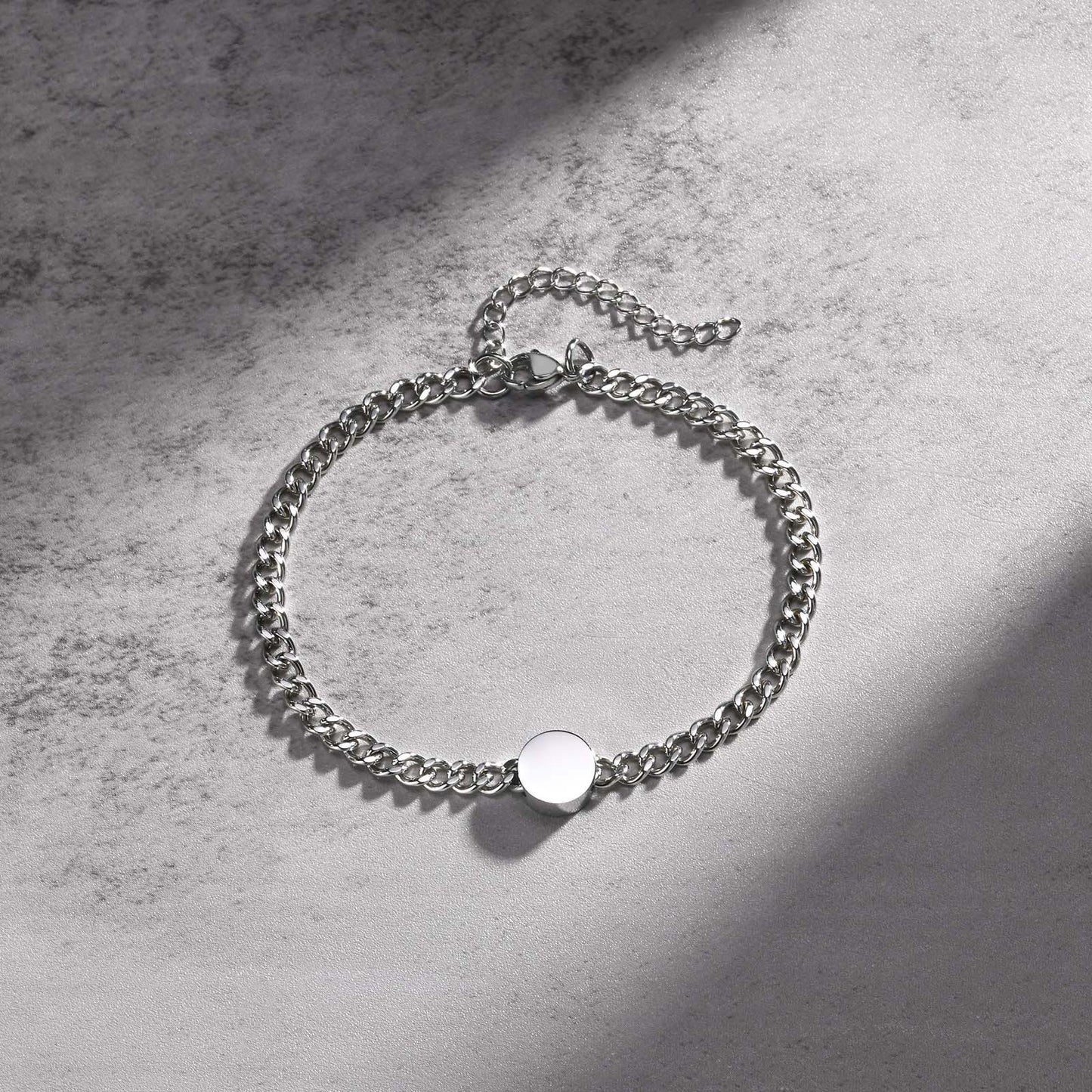 Stainless Steel Round Metal Accessories Cuban Chain Bracelet