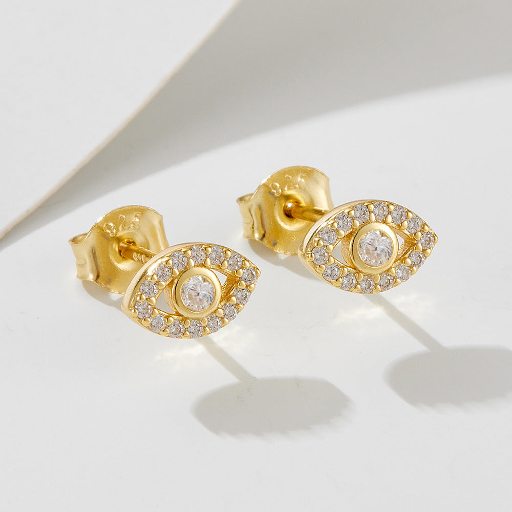 925 Sterling Silver Devil's Eye Earrings Micro-Inlaid Zircon Eye Stud