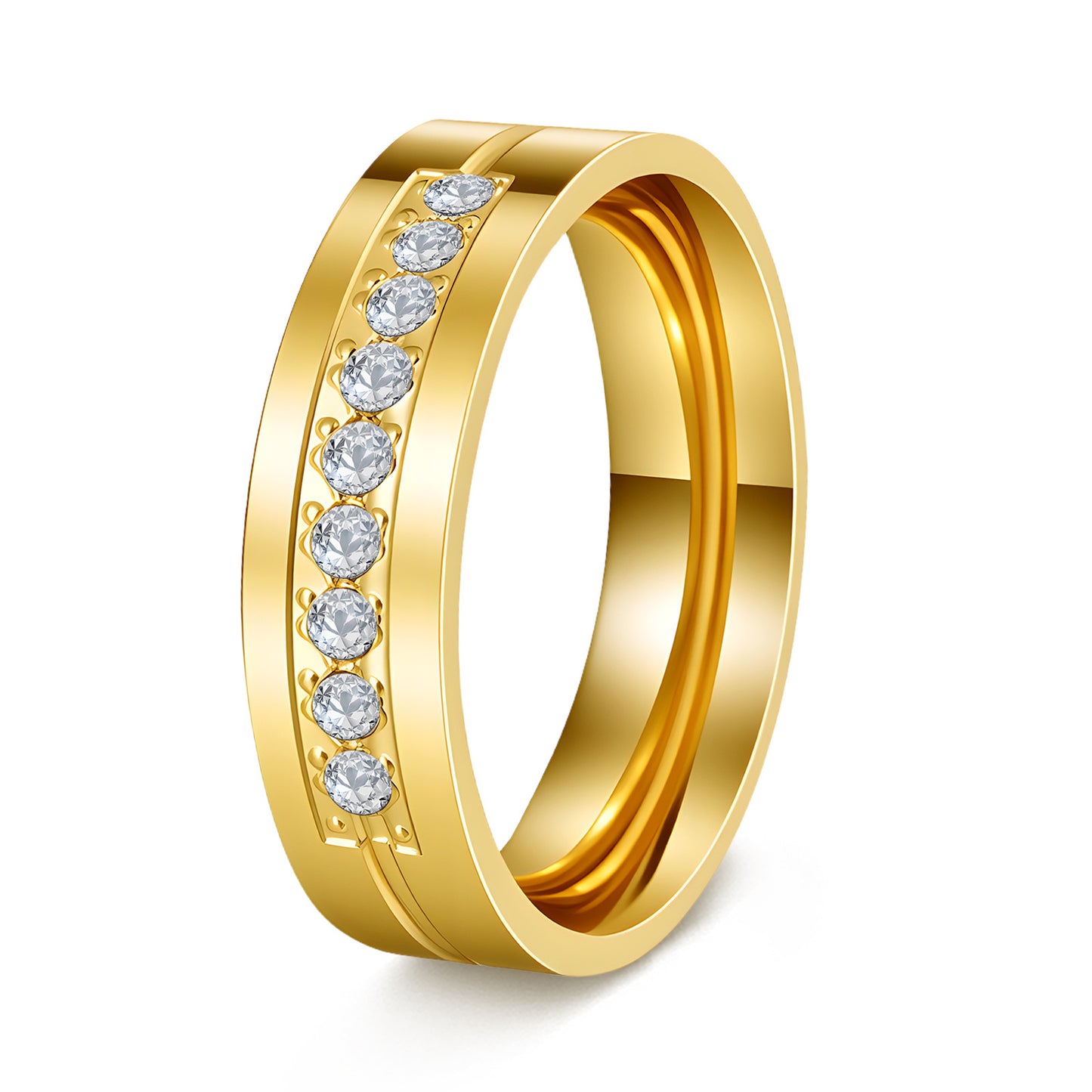 Planderful Everyday Genie Zircon Ring for Couples Unisex Durable Stainless Steel Jewelry with Inlaid Zircon