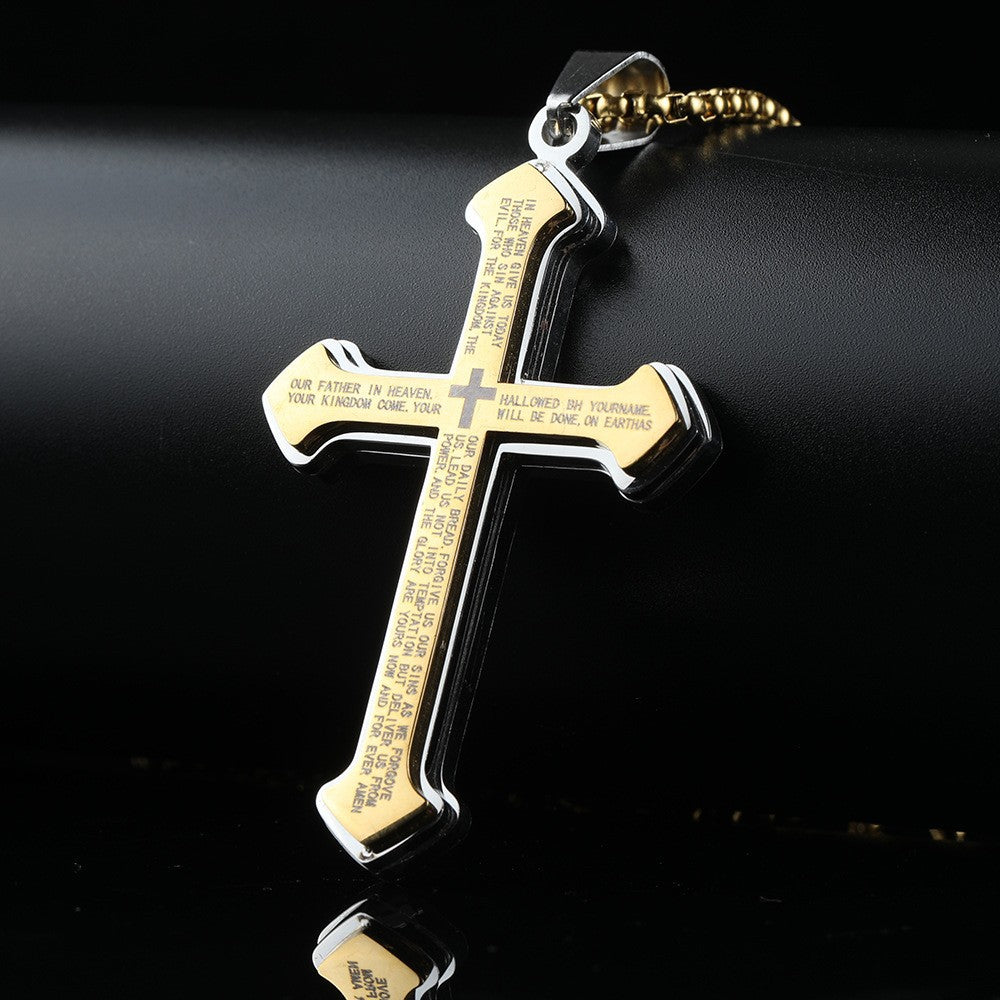 New Jewelry Titanium Steel Black Cross Pendant Necklace