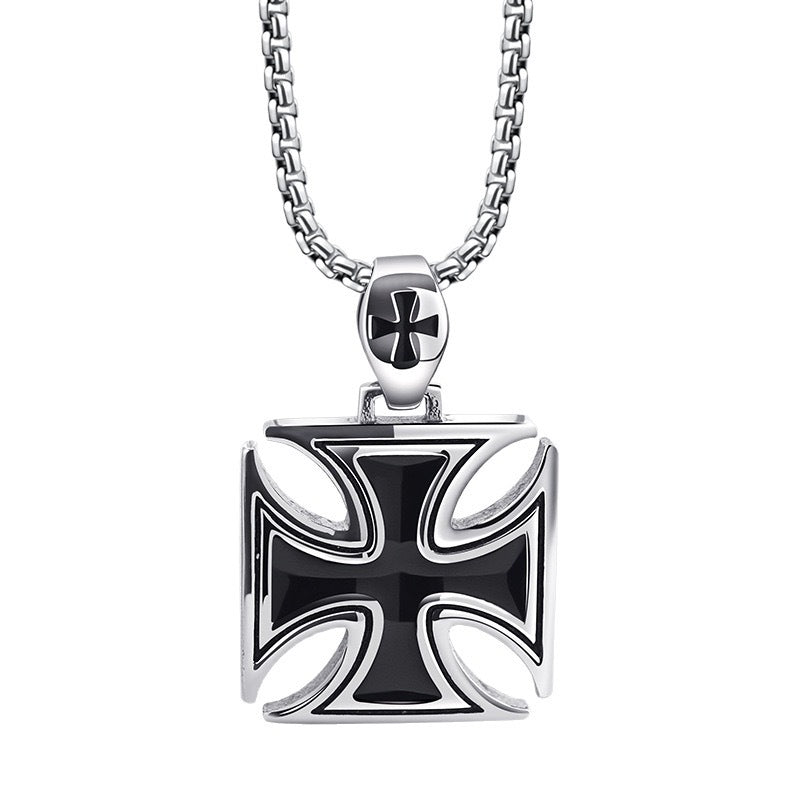 Planderful Knights Templar Necklace For Men Bold Black Epoxy