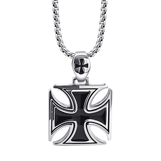 Planderful Knights Templar Necklace For Men Bold Black Epoxy