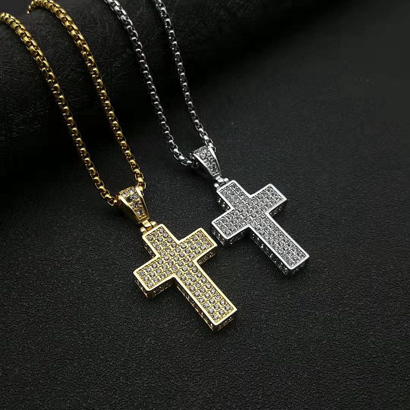 Zircon Necklace – Statement Cross Pendant For Men And Women