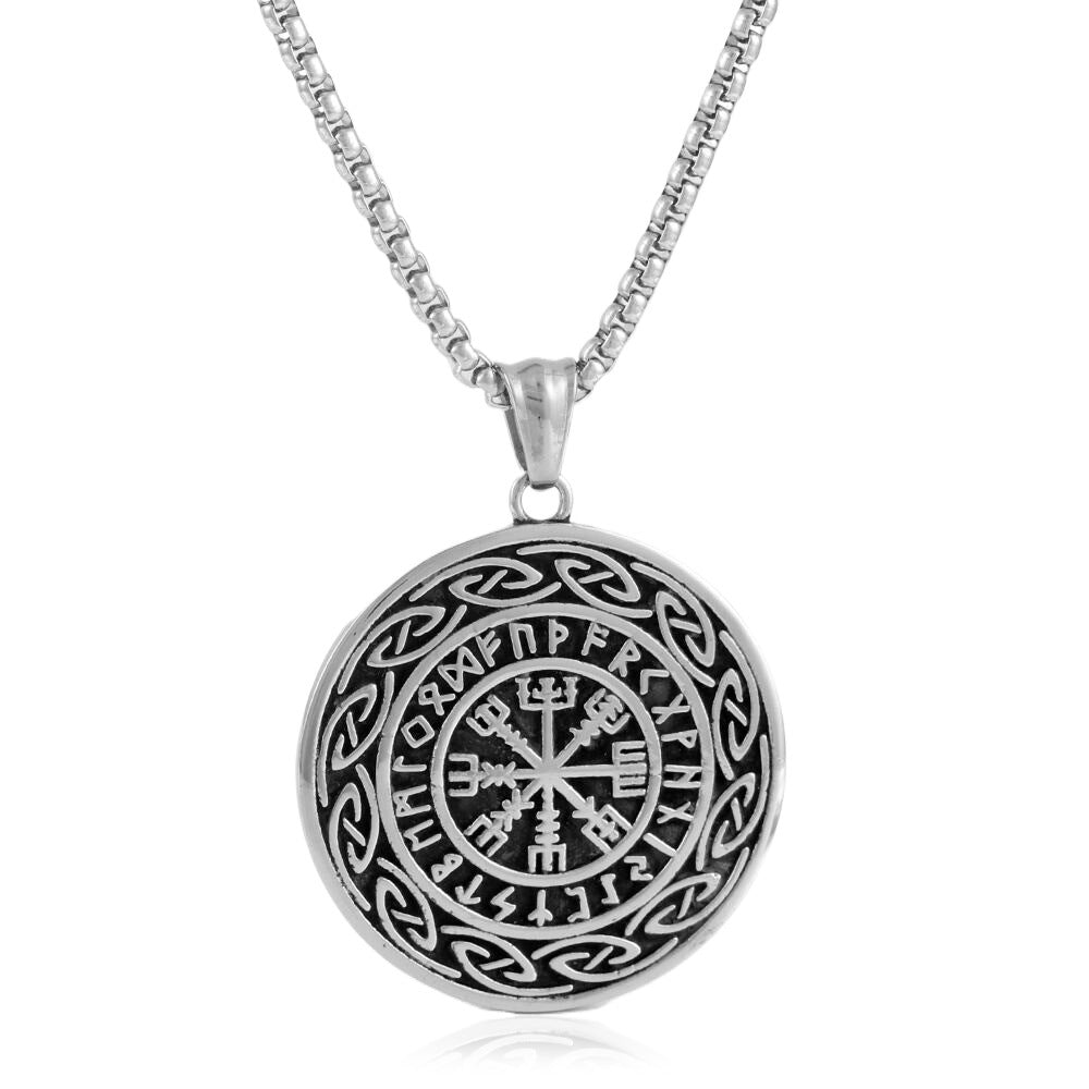 European And American Stainless Steel Irish Flower Pendant Necklace For Men