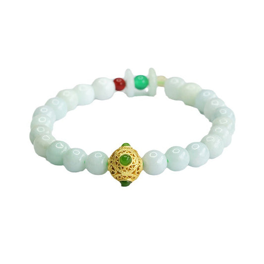 Jadeite Prosperity-Charm Beaded Bracelet