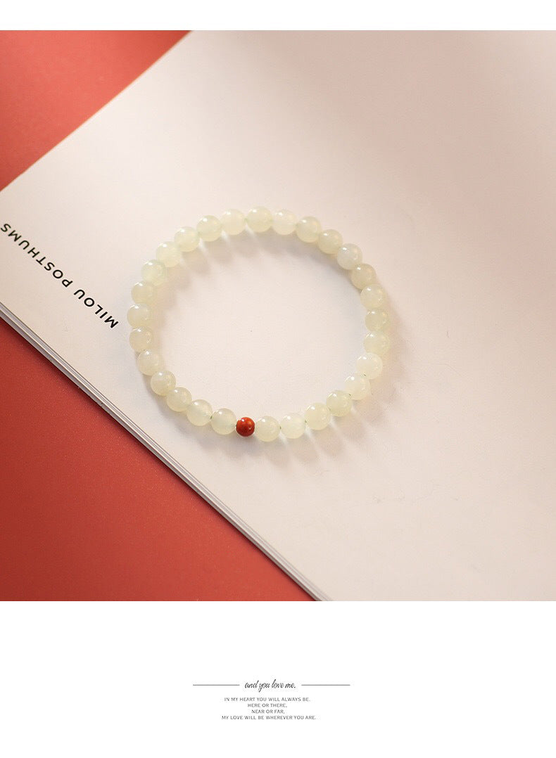 Hetian Jade & Red Agate Beaded Bracelet