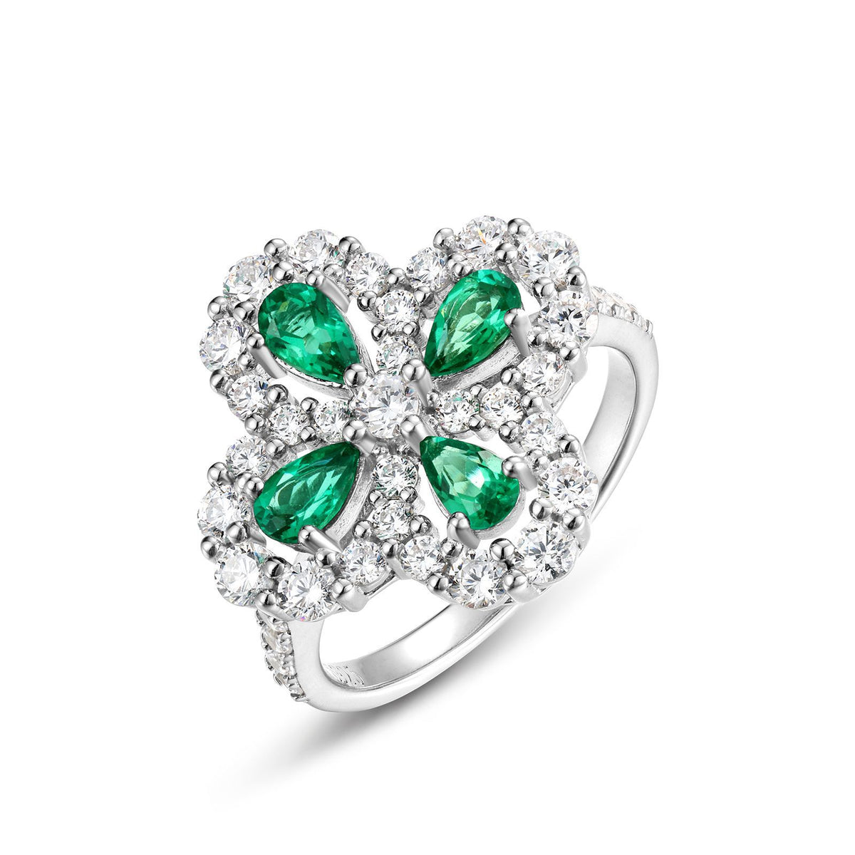 Planderful Snowflake Lab-Grown Emerald Sterling Silver Ring