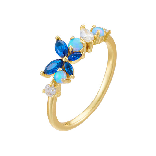 925 Sterling Silver Opal Butterfly Ring