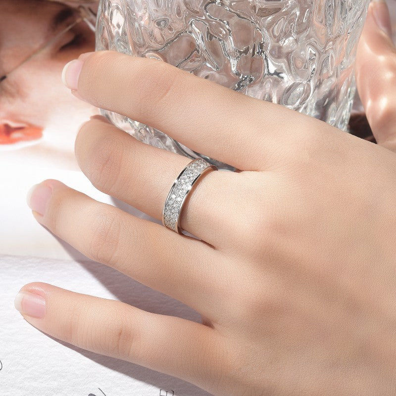 2025 New Full Diamond Ring Men And Women Moissanite Pair Ring