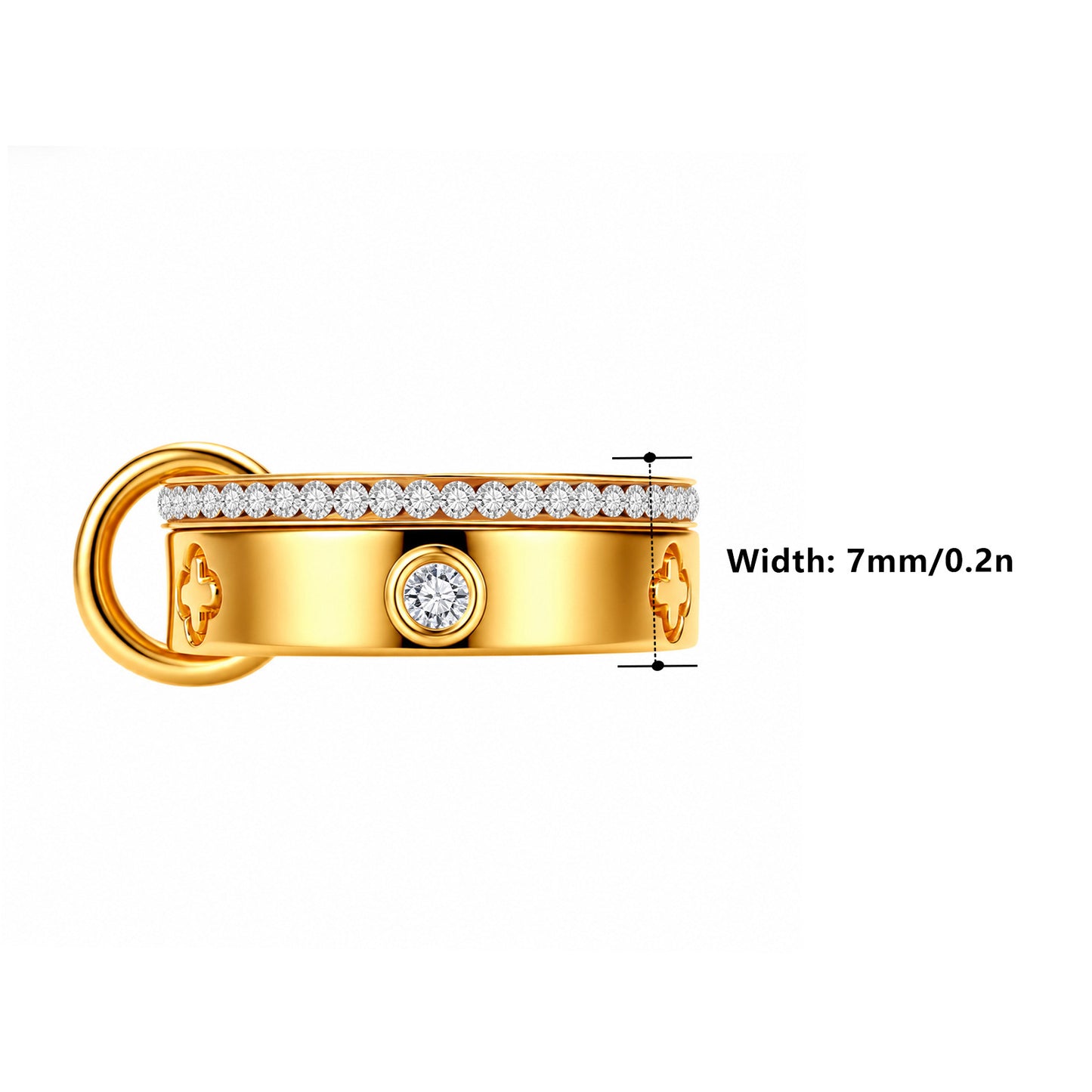 Planderful Interlocking Zircon Ring Stainless Steel Couple Ring Gold And Silver Two Tone Unisex Everyday Genie