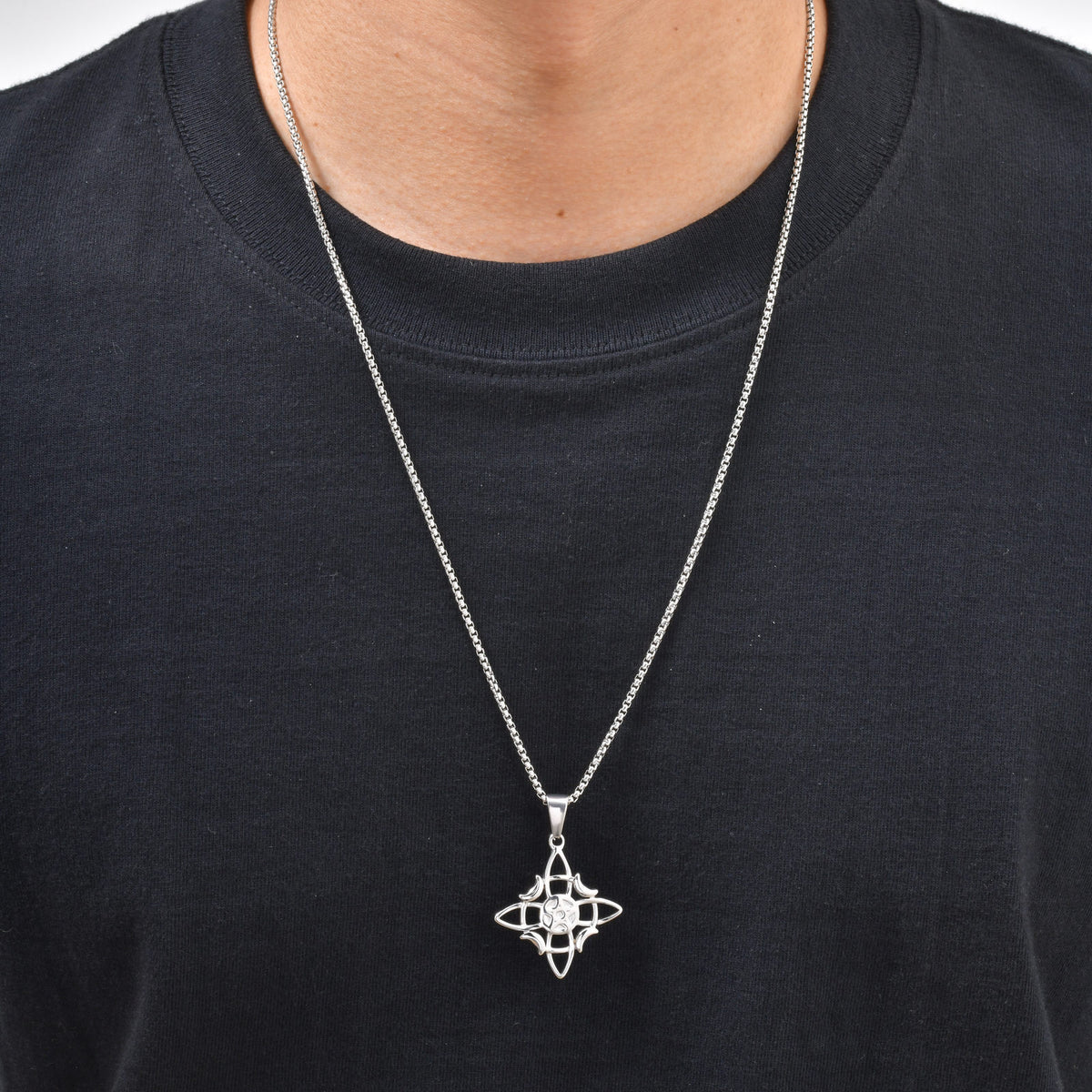 Celtic Knot Star & Moon Stainless Steel Pendant