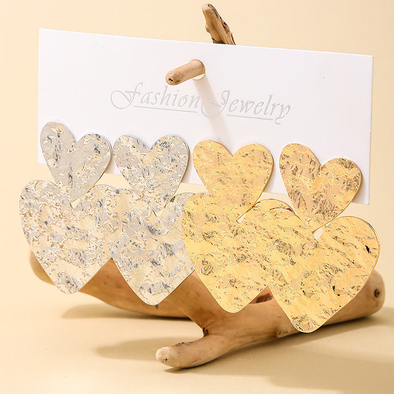 Exaggerated Geometric Pleated Love Earrings - Vienna Verve Collection