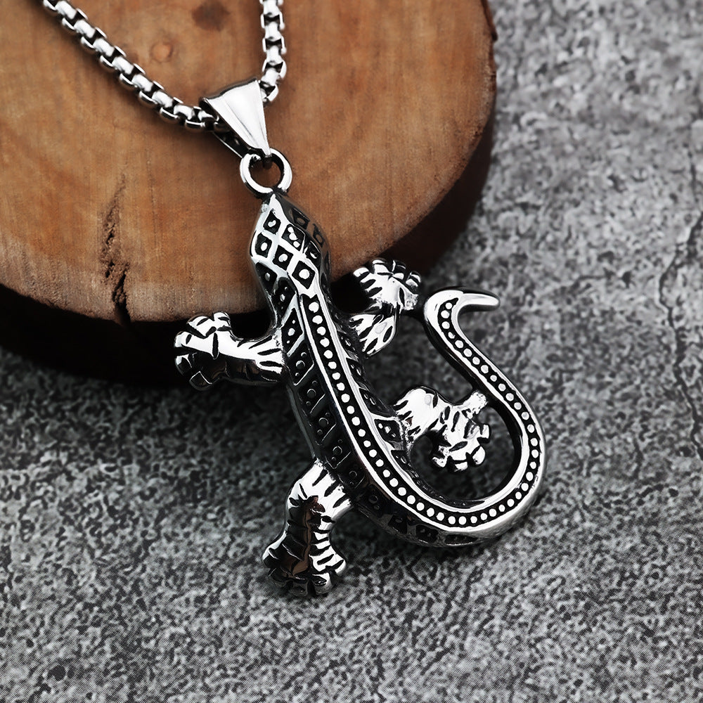 European and American Jewelry Titanium Steel Gecko Pendant for Men