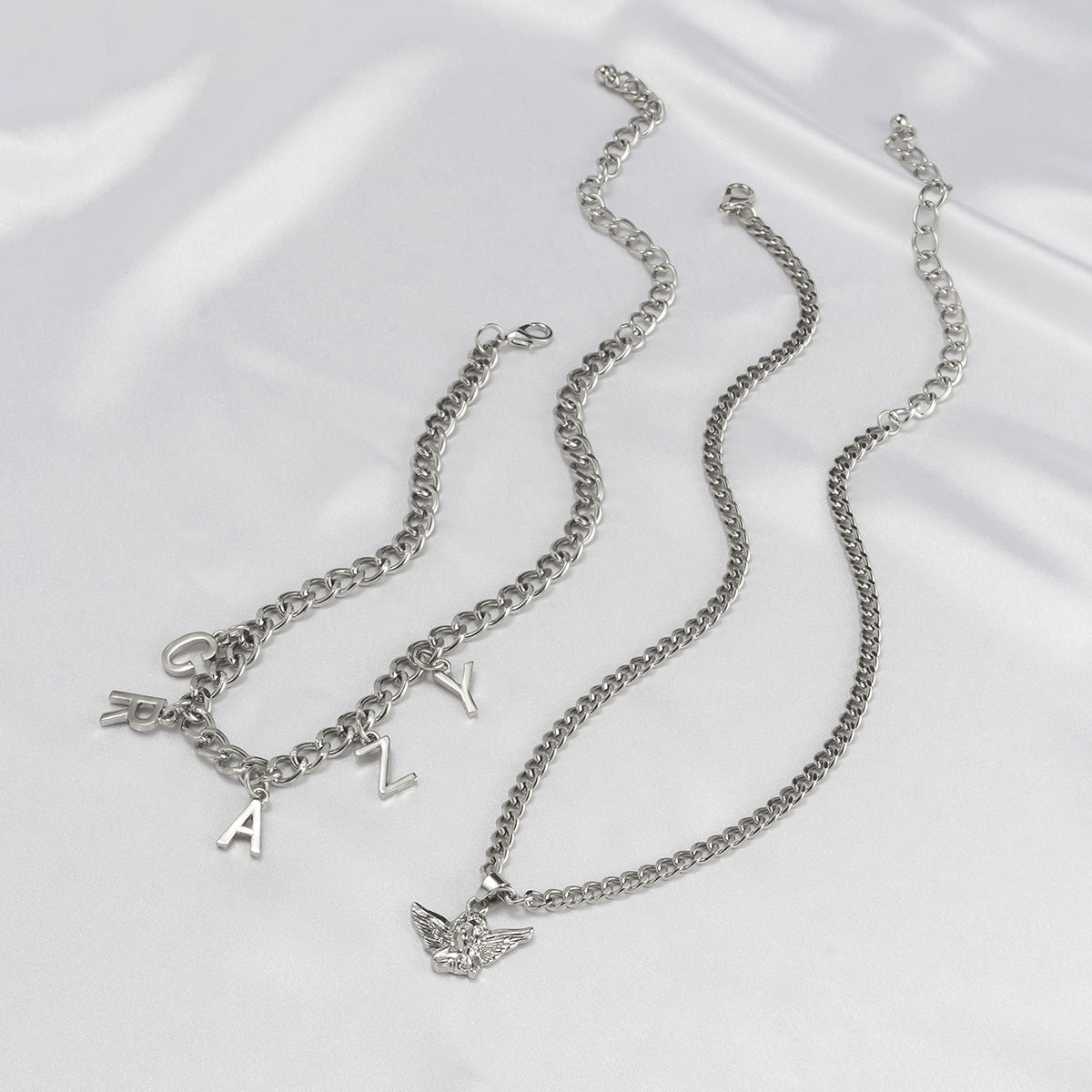 Planderful Vienna Verve Letter Tassel Necklace For Women - Retro Collarbone Chain Hip Hop Angel Style Statement Jewelry