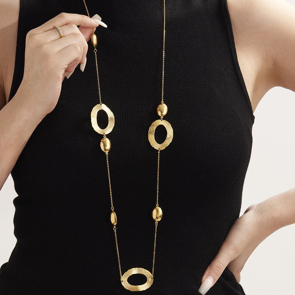 Planderful Genie Hammer Pattern Necklace Gold Plated Women